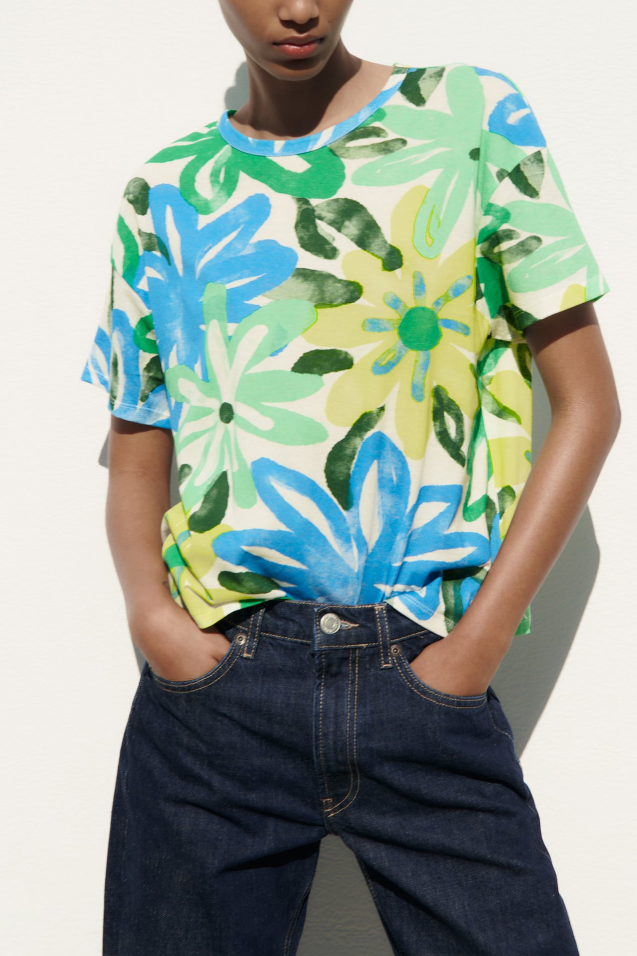 Women Colorful Printed Casual T shirt round Neck Loose Simple Seaside Vacation Short Sleeve Top