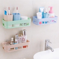 Bathroom shelf, sanitary ware, wall-mounted rack without drilling, kitchen seasoning bottle storage basket, rectangular draining storage box