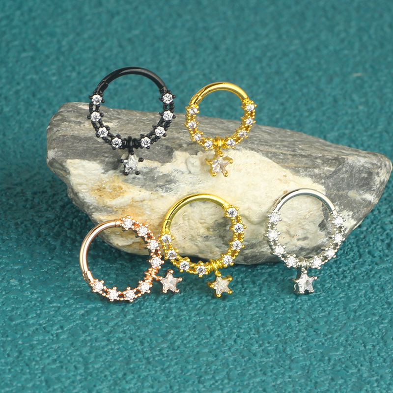 Star Moon Stainless Steel Nose Ring - Fake Nose Piercing Jewelry for Women detail image 7
