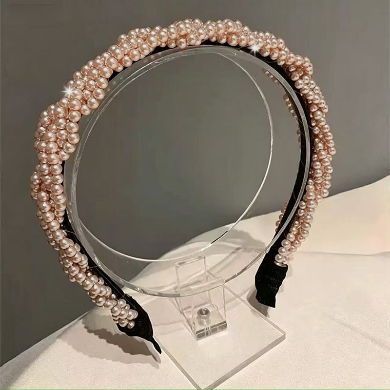 Horquilla de cuentas retro de ala ancha para damas tocado de cuentas francés hecho a mano temperamento moda nueva diadema diadema accesorios para el cabello image 4