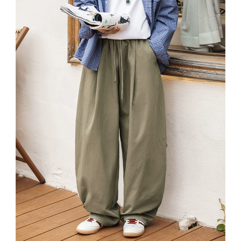 Вяжущие свободные повседневные брюки мужской весна 2025 новый японский ретро плиссированный дизайн