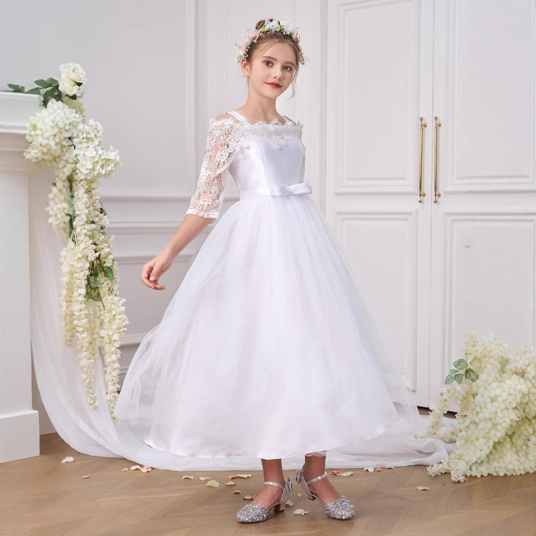Nuevo vestido para niños, vestido de princesa, vestido de fiesta de cumpleaños, vestido de fiesta de niña de flores elegante