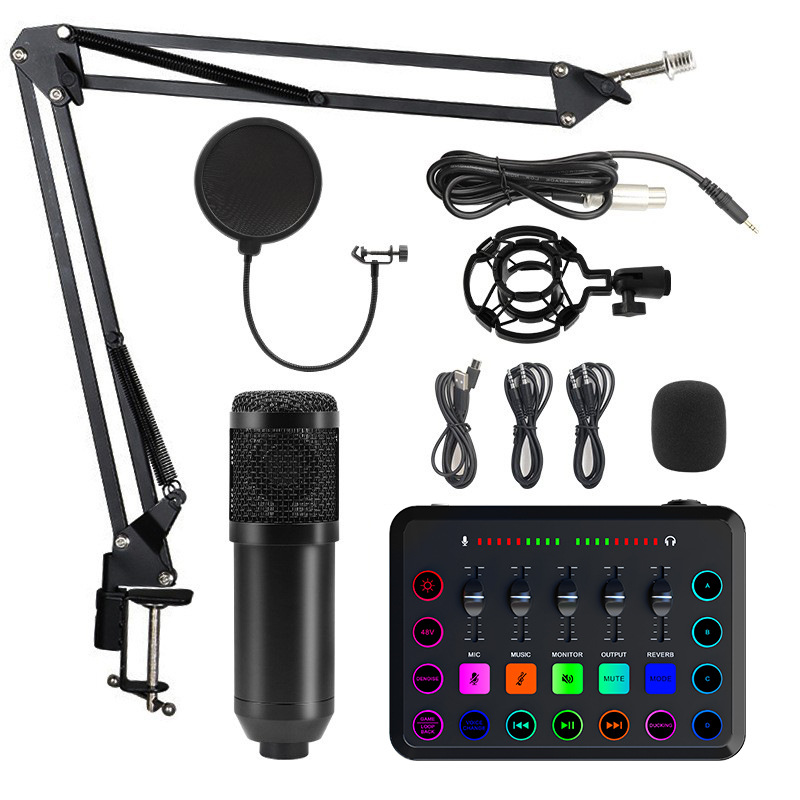 Micrófono BM800 con tarjeta de sonido V8S | Set completo para grabación, streaming y podcast