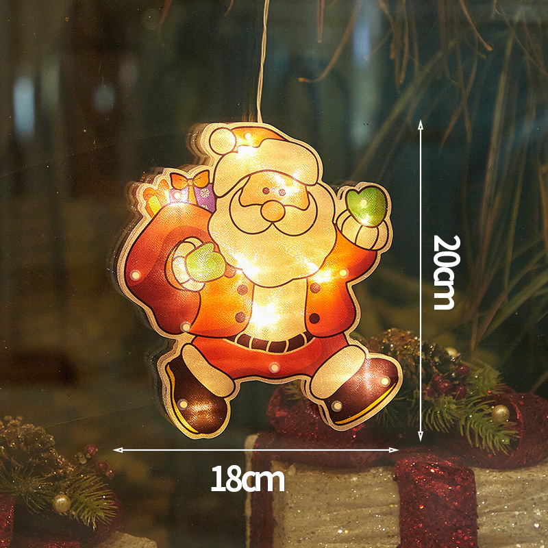 Luces de Navidad con Ventosa en Existencia de Fábrica, Decoración Navideña para Ventanas, Campanas, Colgantes de Papá Noel y Muñeco de Nieve, Luces LED