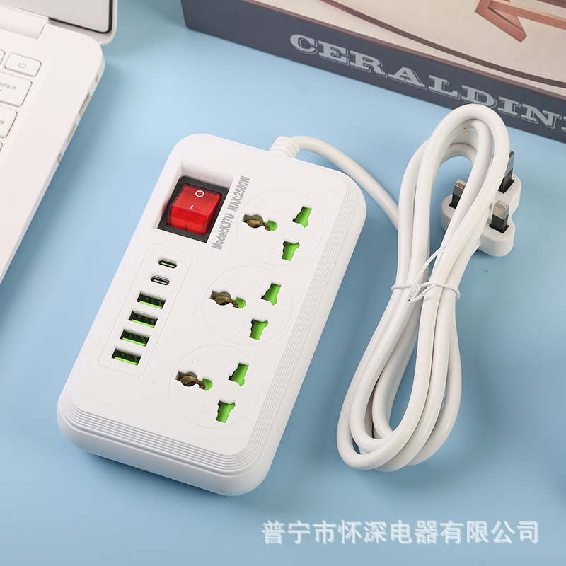 4USB + 2Type-c interfaz de carga de teléfono celular interruptor en forma de barco blanco y negro mezclable con puerta de seguridad para niños