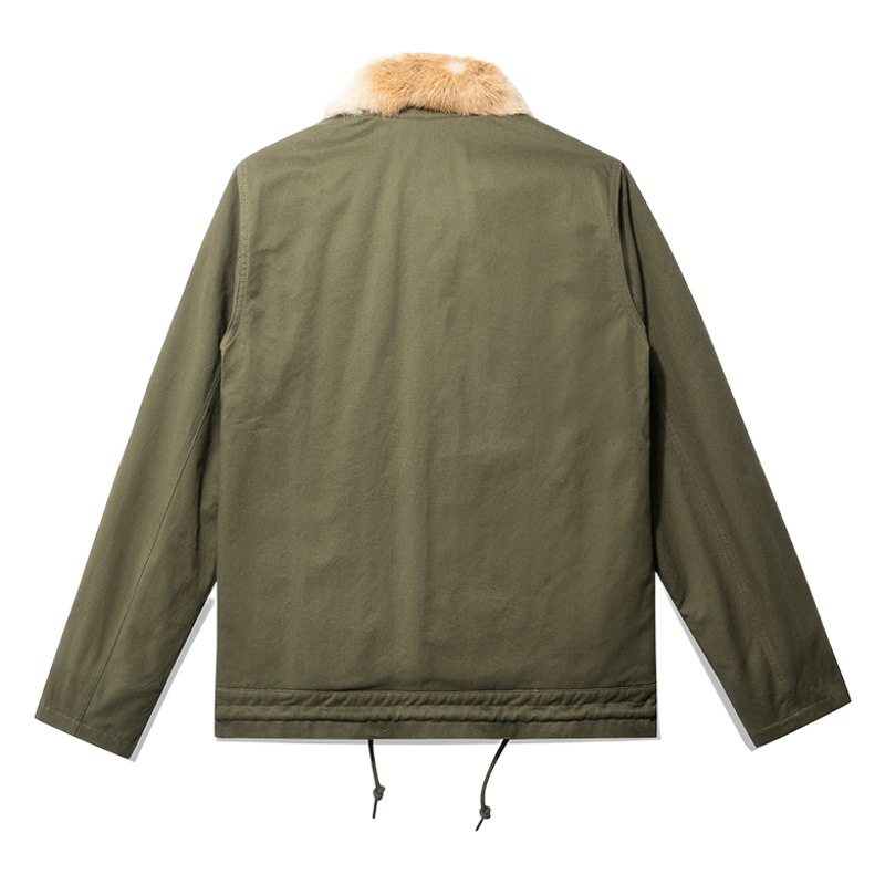 OKONKWO Navy N-1 DE LA CHAQUETA cubierta de portaaviones cubierta de ropa de la CUBIERTA de color sólido cuello de piel de conejo grande N1 ropa de algodón