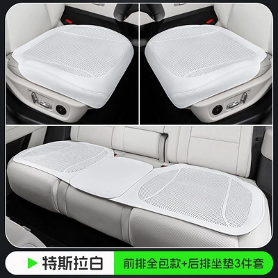 Seat Cushion: Seat cushion, seat cover - tesla-white-front-row-all-inclusive-punching-model-three-piece-set-for-the-whole-car