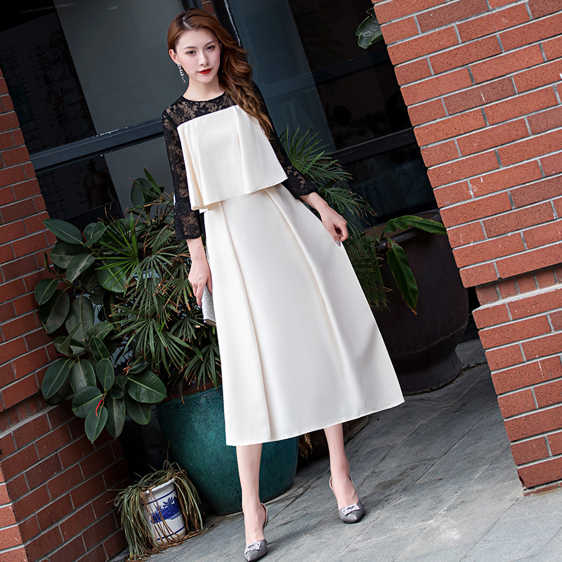 Vestido de Noche Elegante de Longitud Media, Estilo Nuevo de Invierno 2026, Venta al Por Mayor del Fabricante, Vestido Entallado de Longitud Media para Eventos Sociales