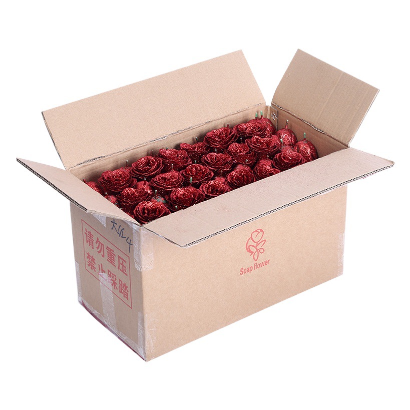 Glitter Rose Crystal Rose Foreign Trade Overseas Wholesale Artificial Rose Flower Rose Gold Black Gold Powder Direct from Manufacturer