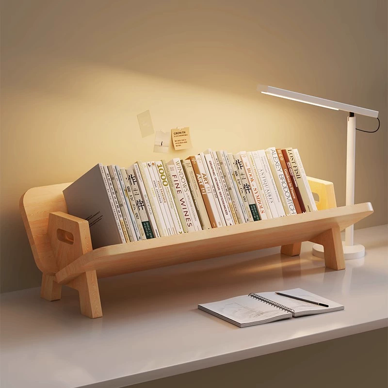 Книжная полка настольная полка стеллаже для студентов на домашнем письменном столе простой шкафчик для хранения из массива дерева большой емкости