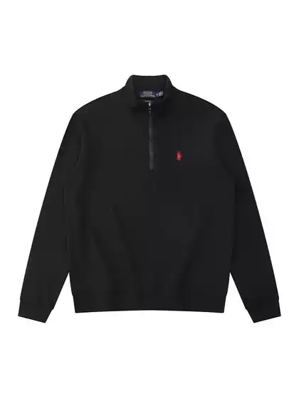 New Foreign Trade Embroidered Polo Pony Logo Half-Zip Sweatshirt Men's Stand Collar Jacket Versatile Solid Color Long Sleeve