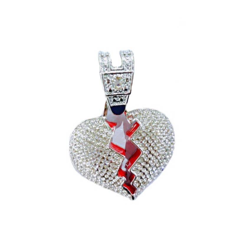 Cuban Chain Herz Halskette Mit Strass Für Damen_voghion.com