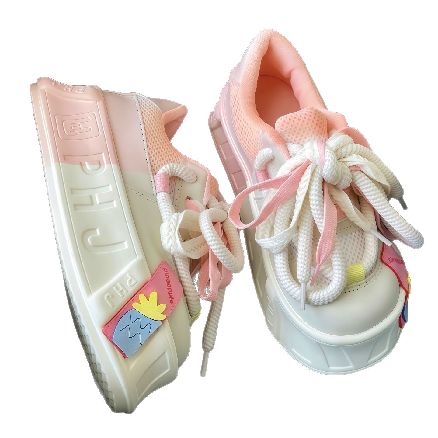 2025 primavera y verano nuevos zapatos de pan de dopamina de comercio exterior para mujeres de alto valor de muffin fondo de cabeza redonda de moda zapatos de skate para mujeres