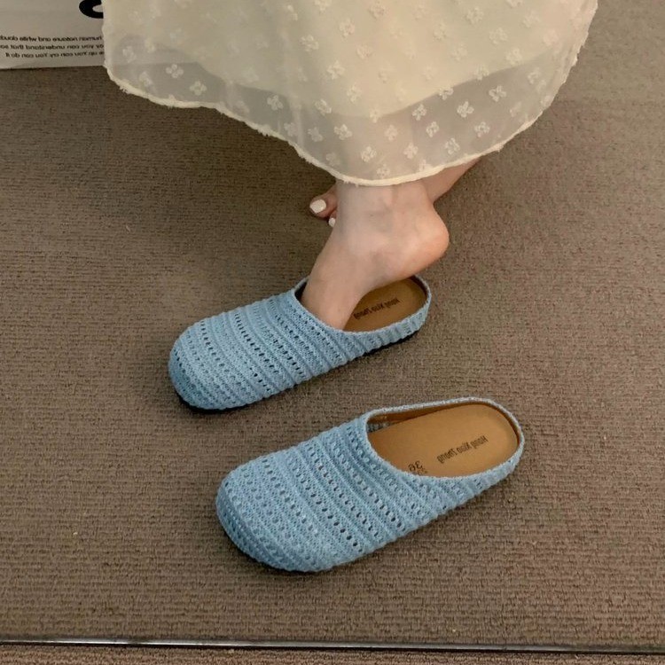 女性が外で履くための厚底ボヘミアンビルケンシュトックシューズ、2025年春夏休暇用スリッポンつま先ハーフスリッポンシューズ|undefined