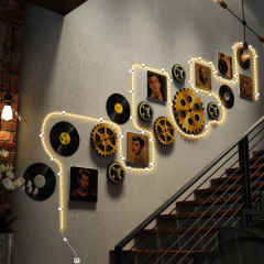 LED014 Retro Large Decorative LED Light, Glowing Decor Record for Restaurant, Combination Wall Decor, Wall Hanging Painting