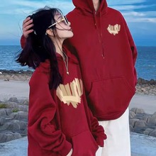 领证登记红色情侣装卫衣秋冬季2023新款订婚回门龙年本命年女外套