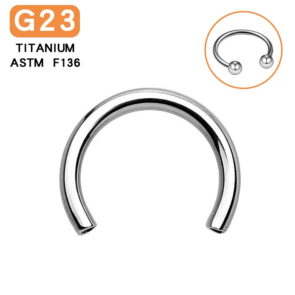 F136钛内牙鼻钉U形C字杆马蹄杆G23鼻钉内螺旋钛合金鼻环替换杆