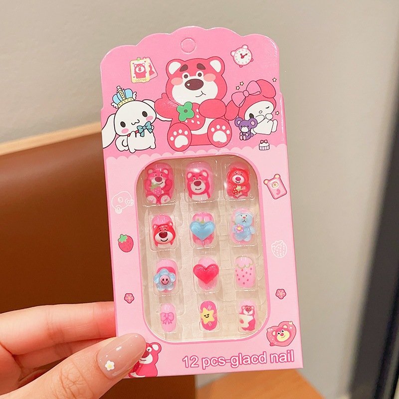 Niños parches de uñas super lindas chicas lindas usan pegatinas de dibujos animados de uñas seguras desmontables parches de uñas al por mayor image 129
