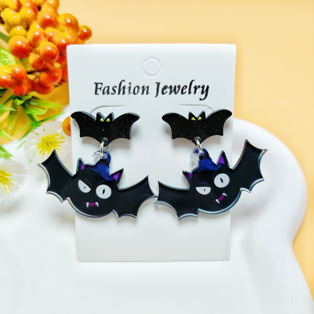 8g Weight 304 Stainless Steel Ear Needle Material Drop Earrings Classification 1 Pair Quantity Holiday, Daily Occasion Acrylic Material Halloween Festival Geometric, Pumpkin, Butterfly Pattern Women's Gender Casual, Simple Style Style 1 Pair Casual Simple Style Geometric Pumpkin Butterfly Arylic Drop Earrings 4
