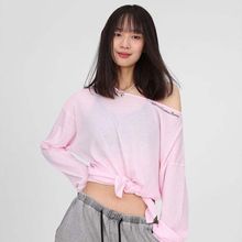 街舞爵士kpop凉感柔软辣妹长袖下摆开叉嘻哈女罩衫潮牌长袖