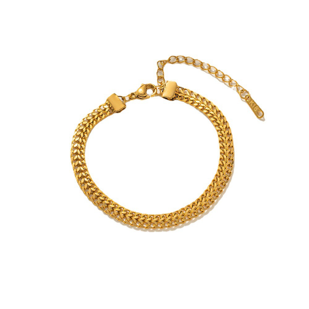 Edelstahl 304 18 Karat Vergoldet Einfacher Stil Überzug Einfarbig Armbänder Halskette display picture 1