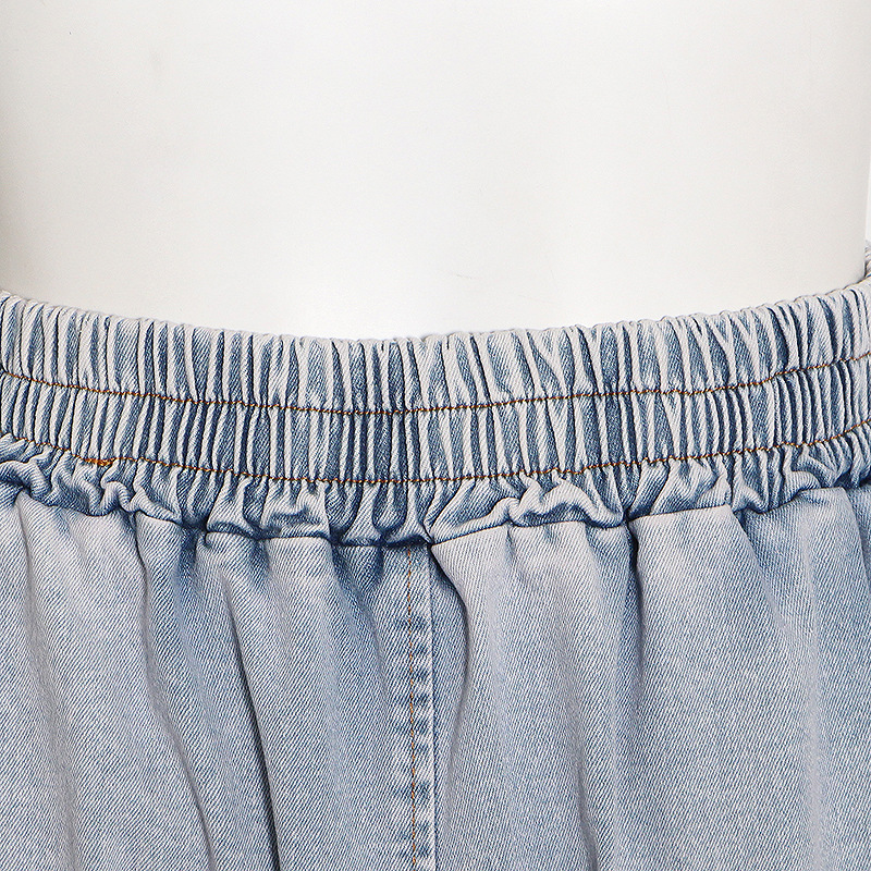 Sexy Pants Set Summer Tube Top Washed Blue Vest High Waist Long Wide Leg Jeans Women