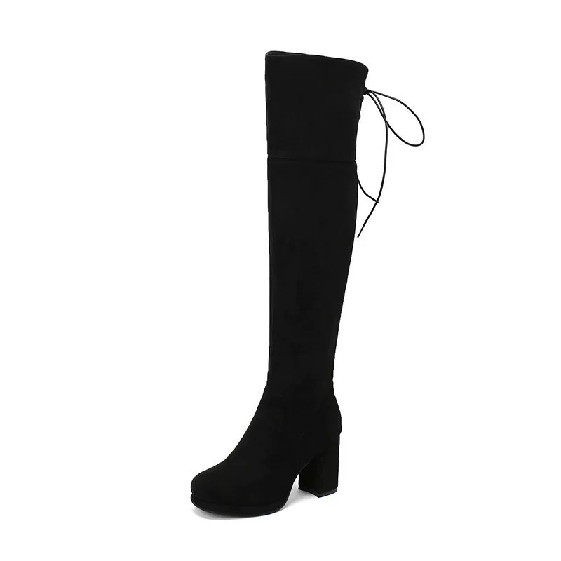 Сапоги‑ботфорты (Martens), эластичный верх, высокий толстый каблук 8,5 см, платформа 1,5 см, размеры 32–48
