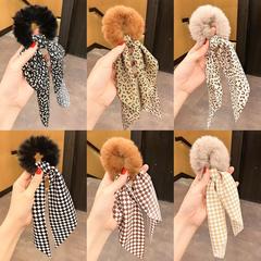 Fashionable scarf with tassel, for women, winter hair tying, flowing ribbon, French-style plush hair tie, Korean hair tie accessory with hair tie
