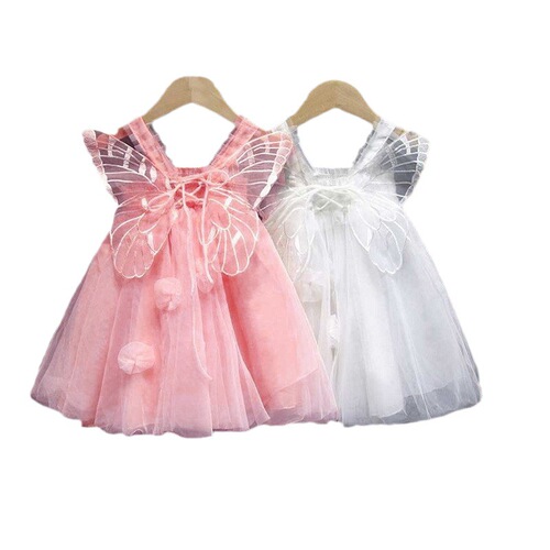 Girls summer dress children's clothing mesh children's princess dress fairy dress birthday dress wings puff skirt