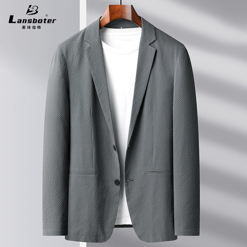 Áo vest nam dáng ôm mỏng nhẹ chống nhăn chống nắng dài tay một hàng hai cúc — Màu xám gạo, Xanh lam bảo, Xanh đậm, Xám xanh
