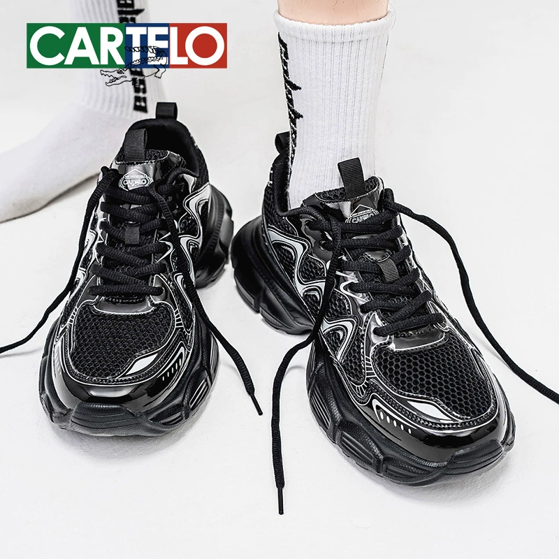 Черные ботинки папы мужские модные дикие летние дышащие сетчатые кроссовки с толстой подошвой увеличенные ботинки мужские ботинки повседневные ботинки