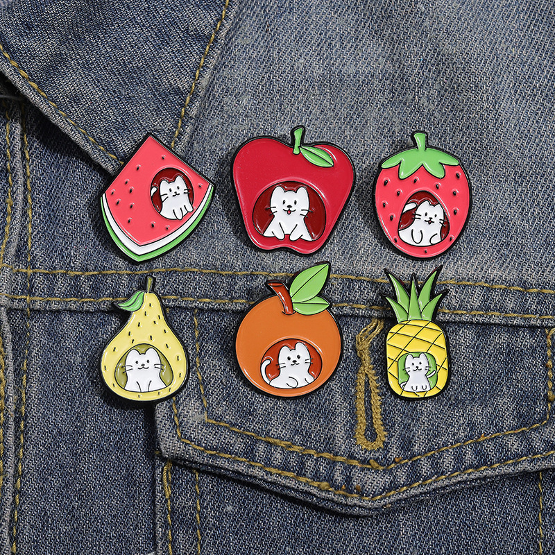 Cartoon Style Pear Apple Watermelon Alloy Stoving Varnish Unisex Brooches display picture 5
