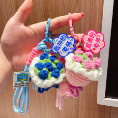 成品毛绒手捧花教师节礼物钥匙扣挂件仿真玫瑰花向日葵包包挂饰品