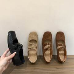 平底复古绒面玛丽珍单鞋女鞋子2025新款秋季配裙子芭蕾舞晚晚鞋
