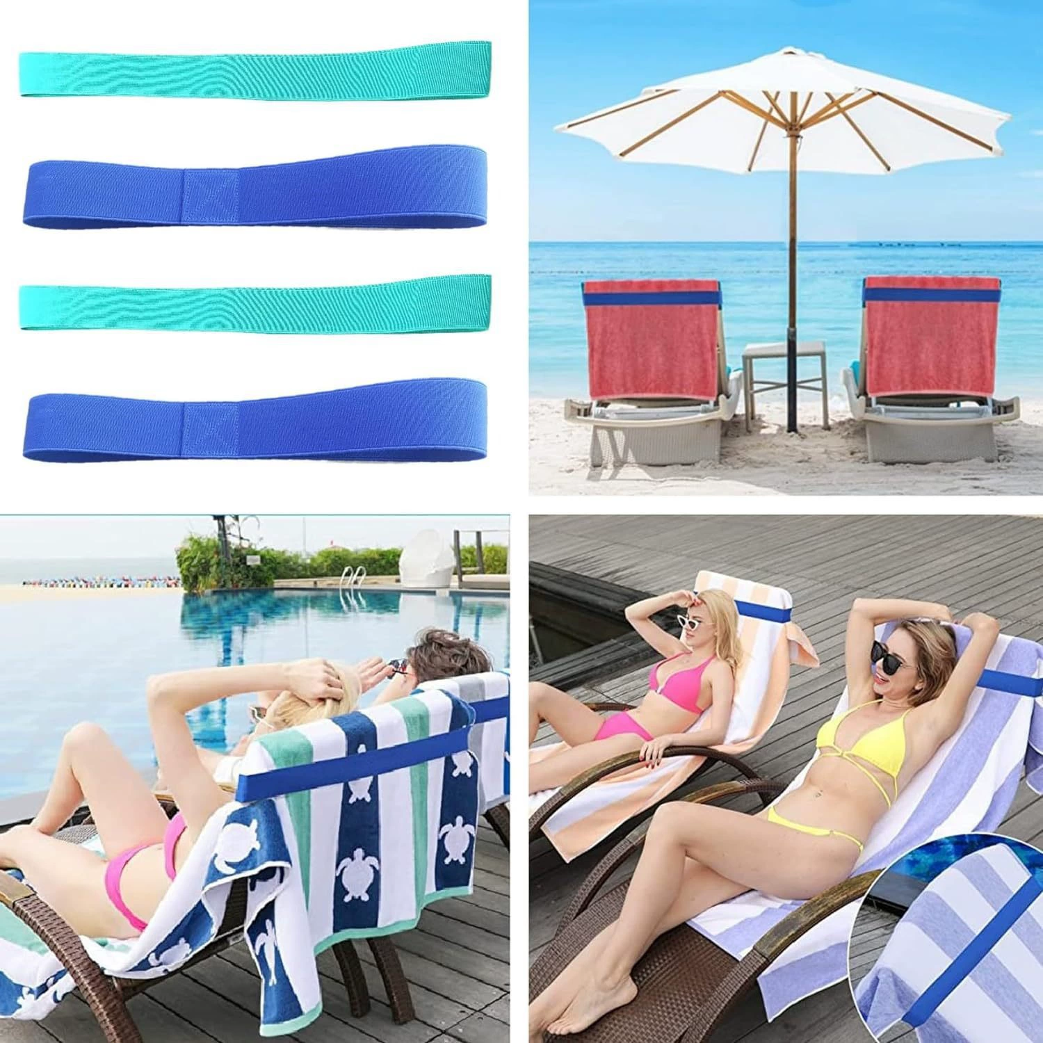 Ремни для крепления полотенец на пляжном стуле подходят для отдыха на пляже, ремни для полотенец на стуле у бассейна BeachTowel Bands