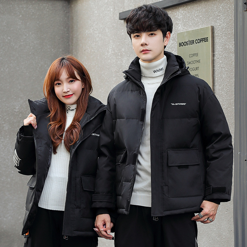 2022 invierno nueva chaqueta corta de los hombres de moda juventud engrosada pareja color cambiante chaqueta casual ropa de hombre