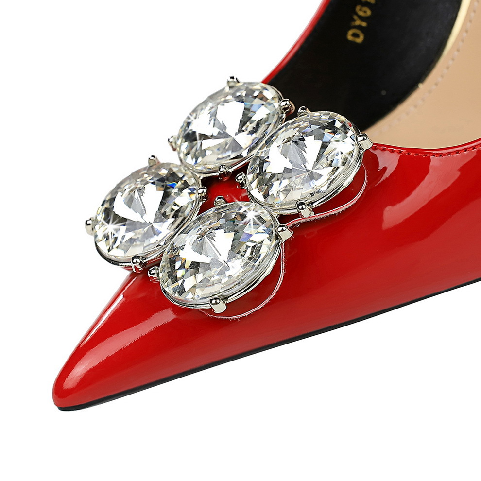 6122-K59 European And American Style Banquet Heels Women's Thin Ultra High Heel Patent Leather Shallow Mouth Pointed Toe_vogvips.com