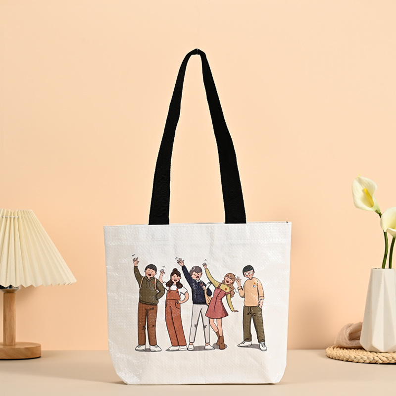 手提编织袋防水覆膜印logo服装店购物袋展会广告礼品手提袋