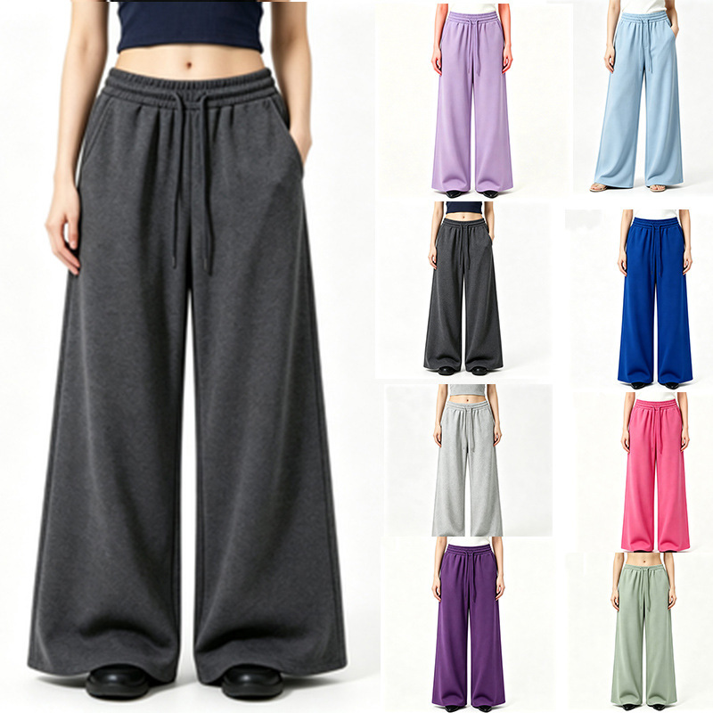European and American Cross-Border Women's Pants Amazon Fashion Casual Sports Pants Versatile Sweatpants Wide-Leg Pants Fleece Loose Long Pants for Women European and American Cross-Border Women's Pants Amazon Fashion Casual Sports Pants Versatile Sweatpants Wide-Leg Pants Fleece Loose Long Pants for Women