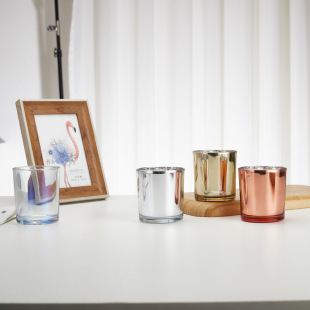 200ml Electroplated Glass Candle Empty Cup Colorful Aromatherapy Aroma Candle Jar Hotel Bedroom Candlestick Decorative Ornaments