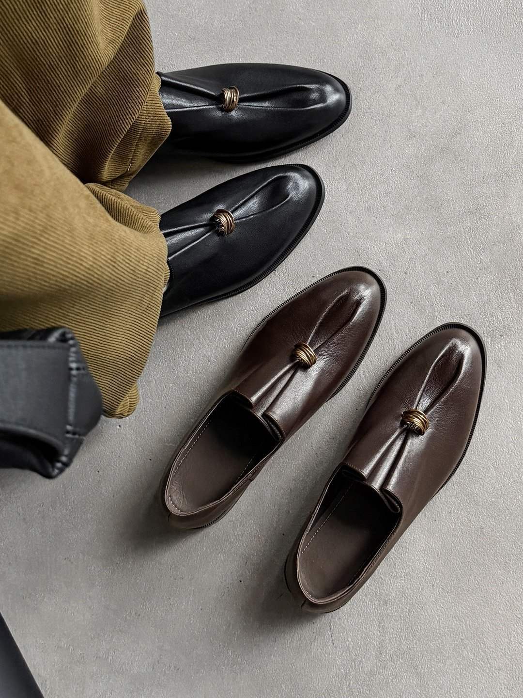 2.5Cm~Super Comfortable~New Style Genuine Leather Women's Retro Slip-On Loafers with Deep Cut, Suitable for All Seasons