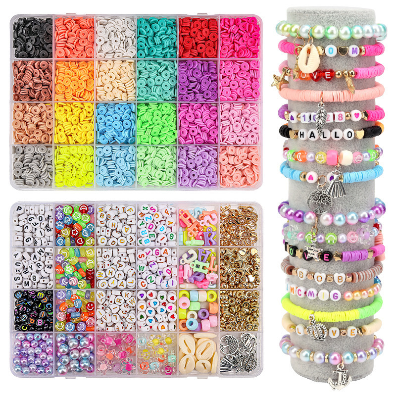 Cross-border bracelet necklace soft pottery alphabet beads material diy jewelry accessories beaded hand-made loose beads