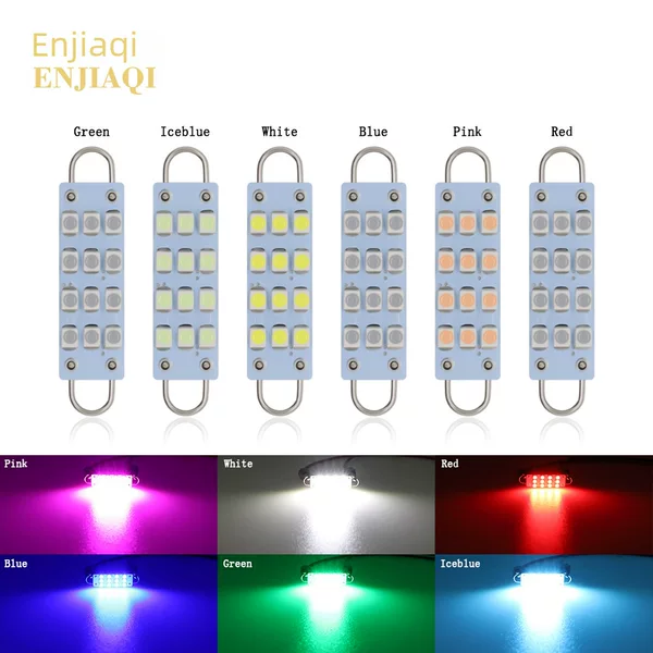 Car Led Reading Light Double Hook Double Ring 3528 1210 12Smd 44mm Roof Light Indoor Light Double Tip Light