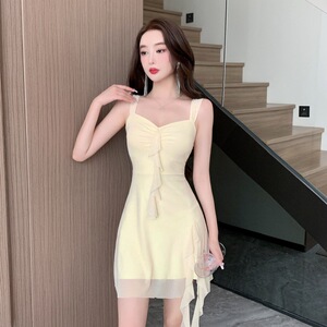 Mesh tassel patchwork camisole dress