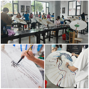 ✅ Oil Paper Umbrella White Paper Umbrella DIY Material Ancient Style Umbrella Han Dynasty Decoration Blank Unbrushed Tung Oil Writing and Painting