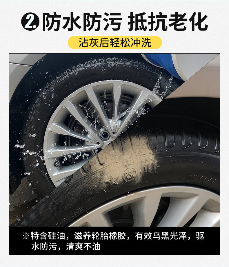 Car Tire Wax, Tire Shine Agent, Foam Cleaning, Waterproof Maintenance Wax, Gloss Enhancer, Blackening, Long-Lasting, Anti-Aging
