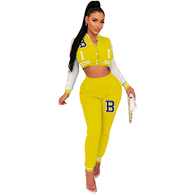 Moterų kelnės baseball uniformos kostiumas su raidėmis sportinis_voghion.com