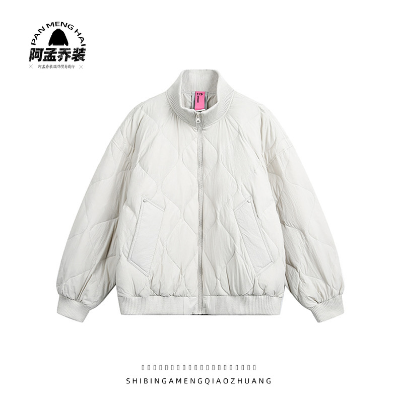 Ameng Disguised Japanese Style Trendyy Stand-Up Collar Loose down Jacket for Men 2025 Winter Quilted Quilted Men's down Jacket