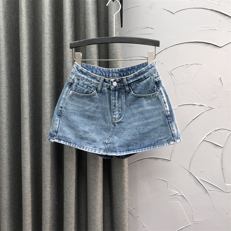 Anti-exposure Denim skirt Women's Wear Spring and Autumn 2023 New plus size chubby girl hot girl sheath A- line skirt pants