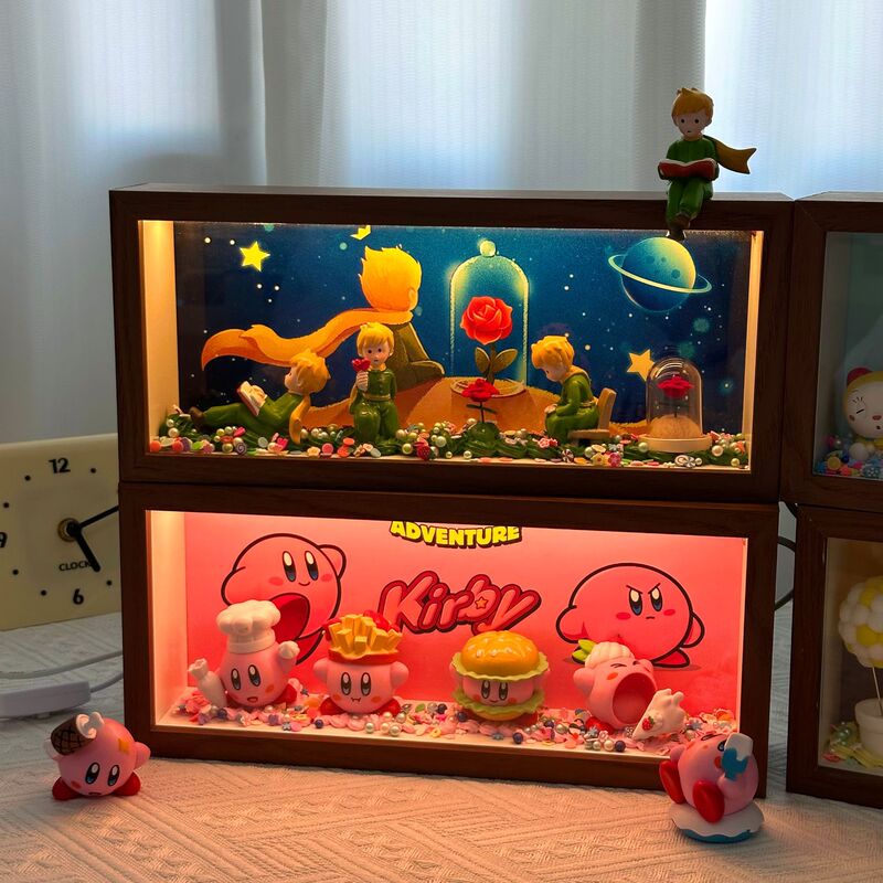 Long Rectangular 3D Hollow Photo Frame 5cm Deep Black Walnut Color Kirby Blind Box Display Box Dustproof Display Case in Stock